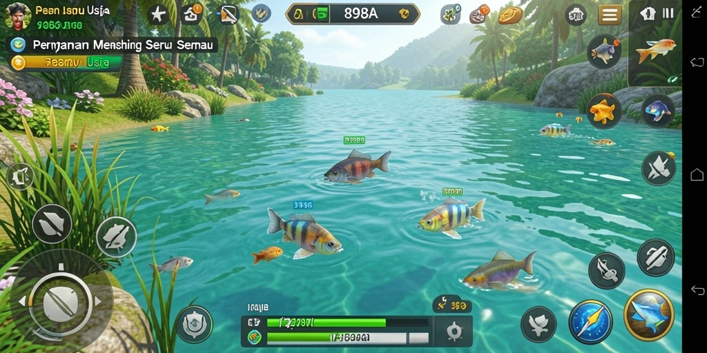 Screenshot gameplay 898A yang menunjukkan pengalaman memancing yang seru.