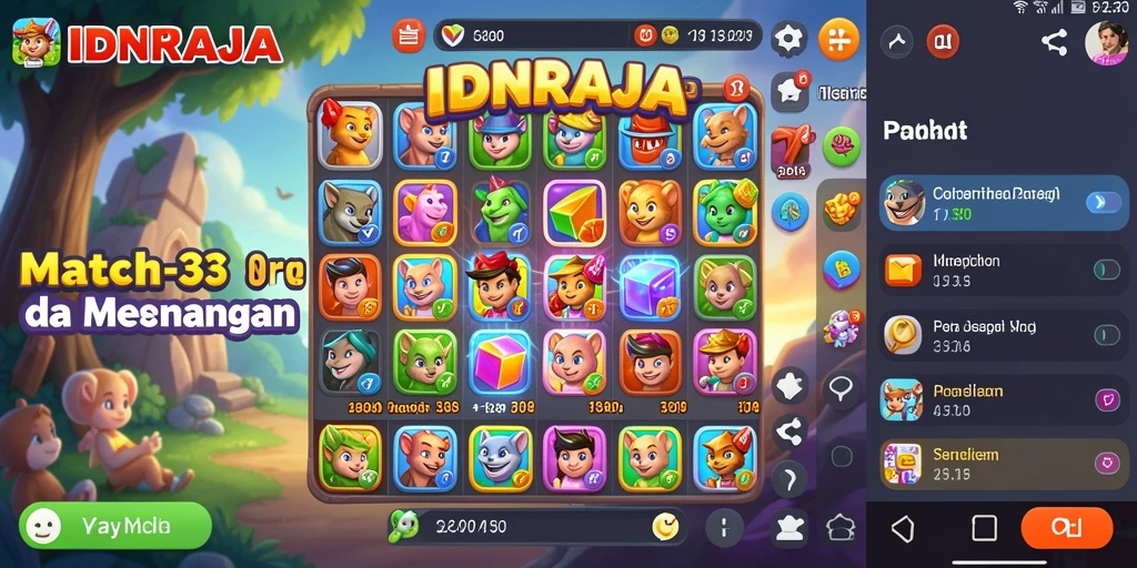 Tampilan gameplay seru dari IDNRAJA dengan kombinasi Match-3 yang menarik.