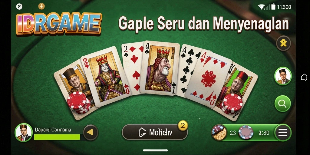 Tampilan utama gameplay Gaple yang menarik dan interaktif di IDRGAME.