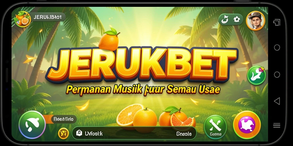 Tangkapan layar menunjukkan gameplay seru JERUKBET dengan berbagai tantangan musik.