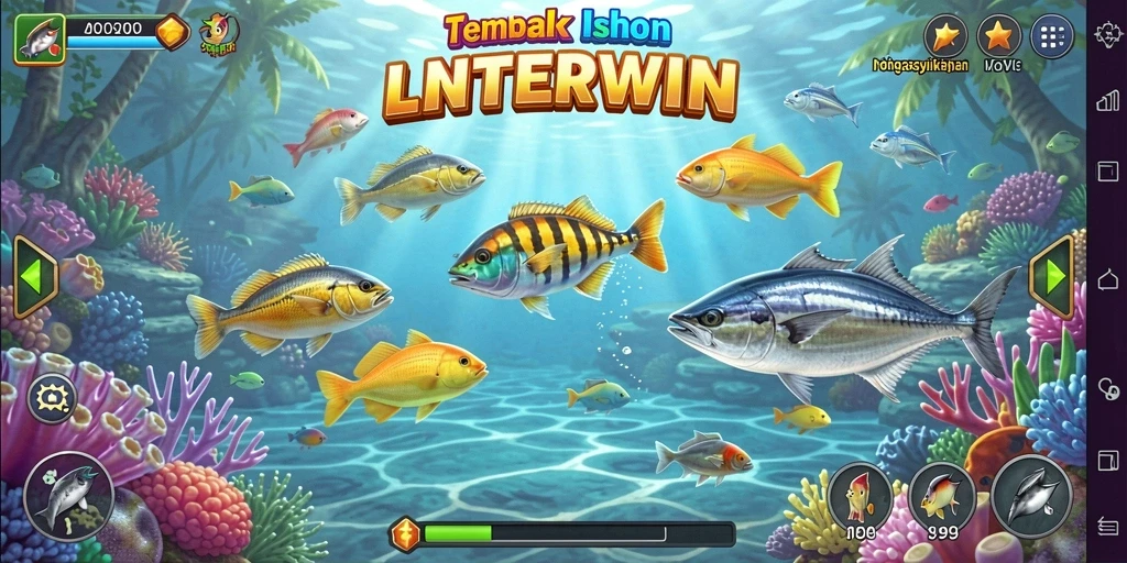 Screenshot LNTERWIN menampilkan aksi tembak ikan yang seru dan penuh warna.