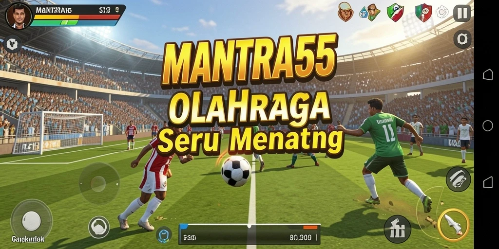 Tampilan dinamis gameplay dalam <strong>MANTRA55</strong> yang penuh aksi olahraga.