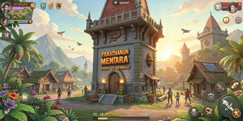 Tampilan gameplay menara pertahanan yang menegangkan dan strategis.