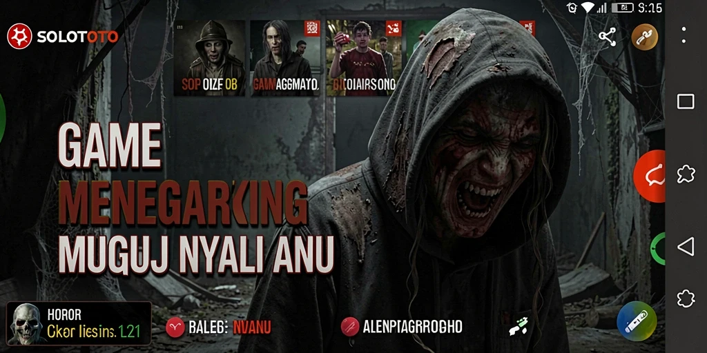 Screenshot gameplay menegangkan dari SOLOTOTO, menampilkan suasana horor yang mencekam.